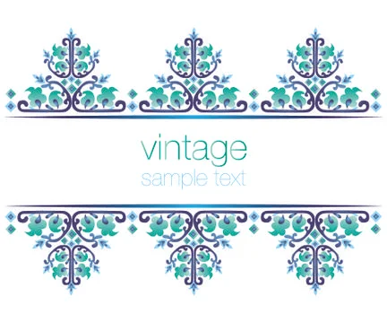 Blue ornate vintage frames Stock Illustration