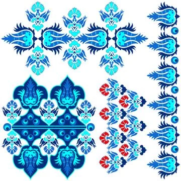 Blue ottoman serial patterns eight Stock Illustration
