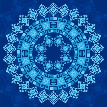 Blue ottoman serial patterns four Stock Illustration