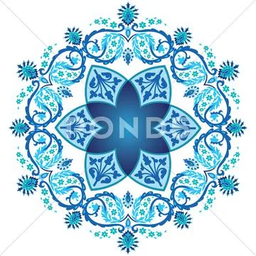 Blue ottoman serial patterns nineteen Stock-Illustration