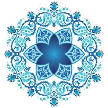 Blue ottoman serial patterns nineteen Stock Illustration