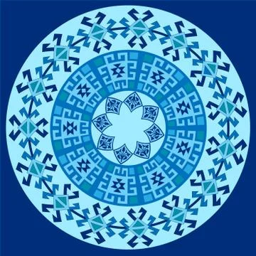 Blue ottoman serial patterns one Stock Illustration