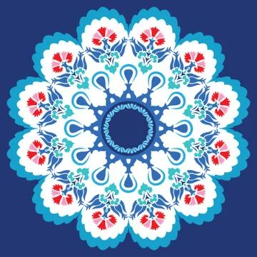Blue ottoman serial patterns seventeen version Stock Illustration