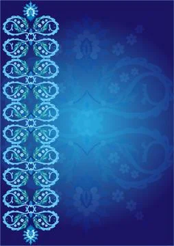 Blue ottoman serial patterns six Stock Illustration