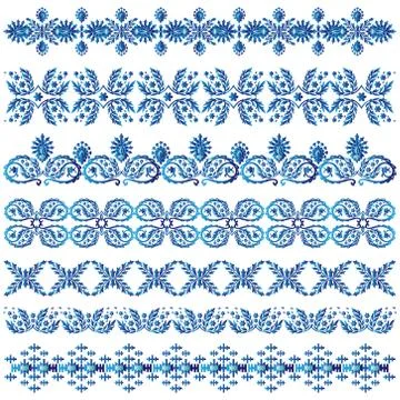Blue ottoman serial patterns three Stock Illustration
