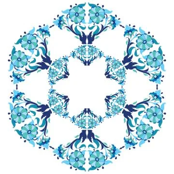 Blue ottoman serial patterns twenty-five Stock Illustration