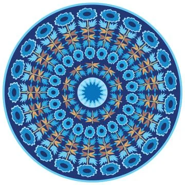 Blue ottoman serial patterns twenty-one Stock Illustration