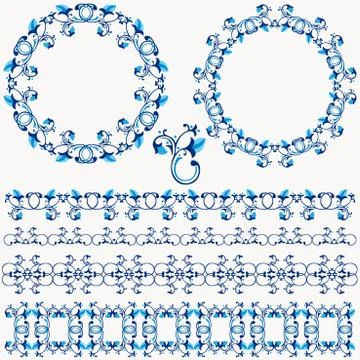 Blue ottoman serial patterns twenty Stock Illustration