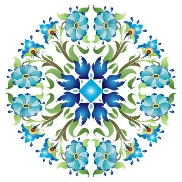 Blue ottoman serial patterns twenty-four Stock Illustration