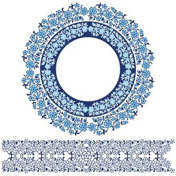 Blue ottoman serial patterns twenty-three Stock Illustration
