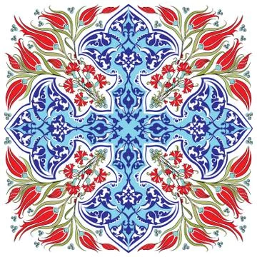 Blue ottoman serial patterns twenty-seven Stock Illustration