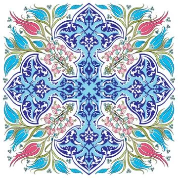 Blue ottoman serial patterns twenty-seven version Stock Illustration