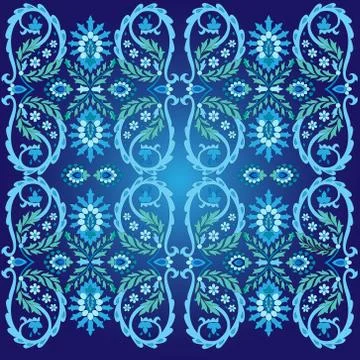 Blue ottoman serial patterns two Stock Illustration