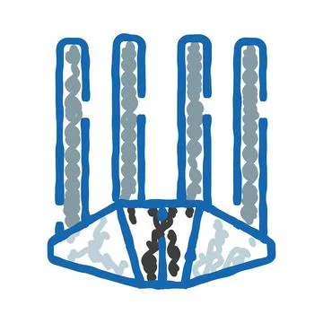 Blue outline crown doodle with gem details Stock Illustration