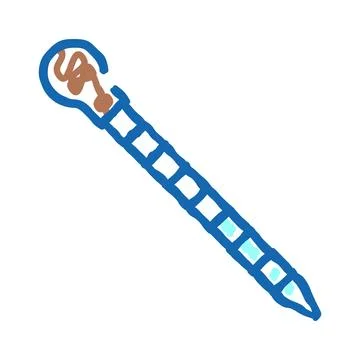 Blue outline icon representing conceptual screw or bolt Illustrazione stock