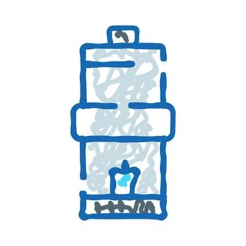 Blue outline lantern with a candle inside Stock Illustration