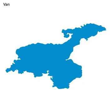 Blue outline map of Van Lake, Isolated vector siilhouette Illustrazione stock