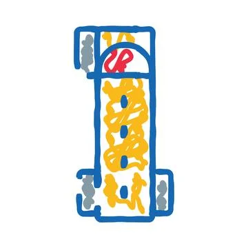 Blue outline number one doodle drawing concept Illustration