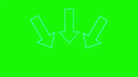 Blue Outlined Arrows Pointing Downward on Bright Green Background Stock Footage 339528786