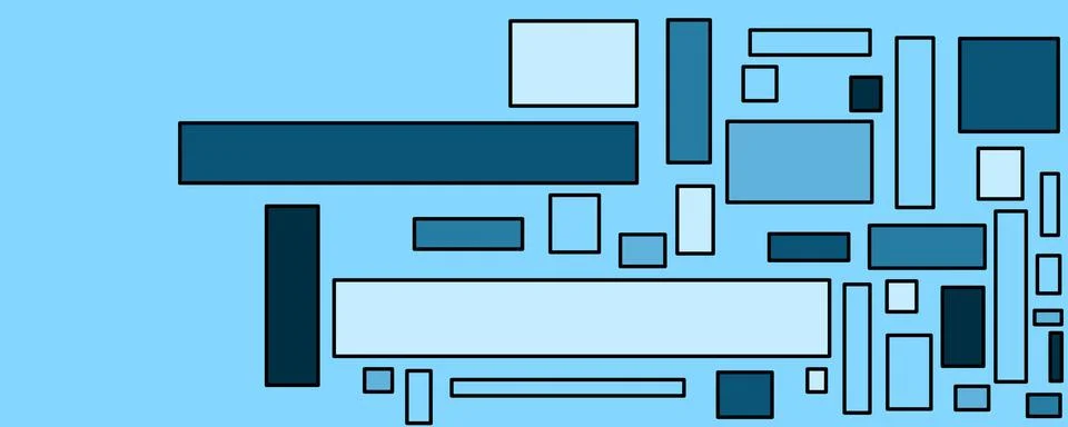Blue Outlined Rectangle Abstract Geometric Background Stock Illustration