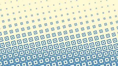 Blue outlined squares gradually enlarge across a pale yellow field, forming.. Stock Illustration