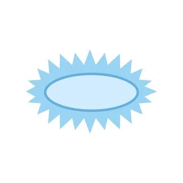 Blue oval label with sharp star border Stock Illustration