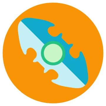 Blue oval spinner a flat style. Vector image on a round orange background. El Stock Illustration