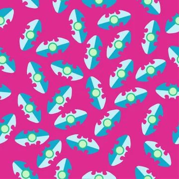 Blue oval spinner a flat style. Seamless pattern Stock Illustration