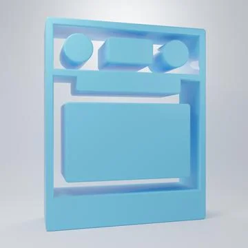 Blue Oven icon isolated on grey background. Stove gas oven sign. Minimalism.. Stock Illustration