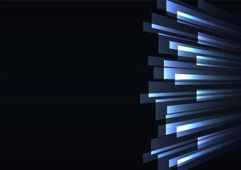 Blue overlap stripe rush in dark background Stock Illustration