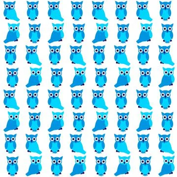 Blue owls seamless pattern Stock Illustration