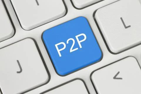 Blue p2p button on keyboard . Stock Photos