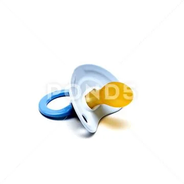 Blue pacifier for baby on white background Stock Photos