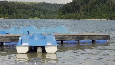 Blue paddle boat Stock Footage 97116460