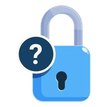 Blue padlock displaying question mark icon highlighting security concerns イラスト素材