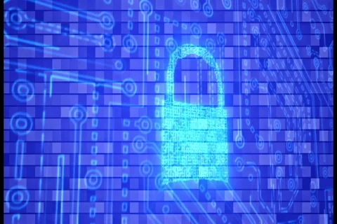 Blue padlock internet security concept Stock Footage 87064897