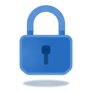 Blue Padlock Security Icon Illustration Isolated on White Background Stock Illustration
