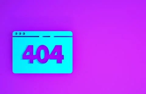 Blue Page with a 404 error icon isolated on purple background. Template repor Stock-Illustration