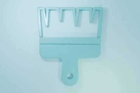 Blue Paint brush icon isolated on blue background. Minimalism concept. 3D r.. Stock Illustration