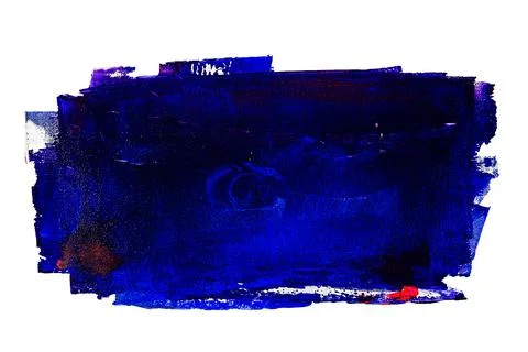 Blue paint brush stroke texture with uneven edges isolated on white backgroun Фото