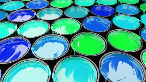 Blue Paint Buckets Stock Footage 314551533