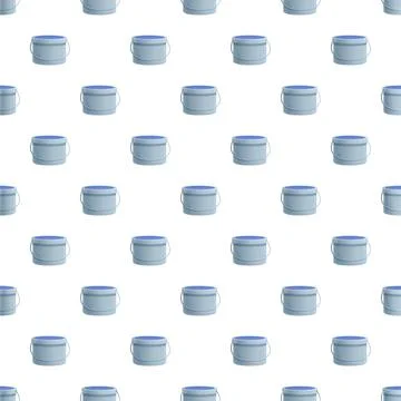 Blue paint buckets repeating seamless pattern background Stock Illustration