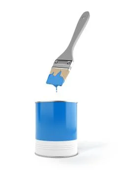 Blue paint can with brush Illustrazione stock