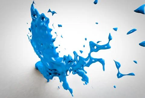 Blue paint explosion on white background Stock Illustration