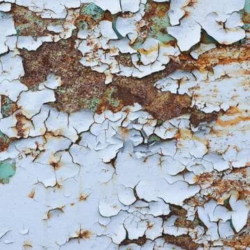 Blue paint flakes falling off Stock Photos