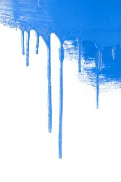 Blue paint  flows / isolated on white background with copy space / real photo Stock Photos