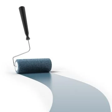 Blue paint roller Stock Illustration