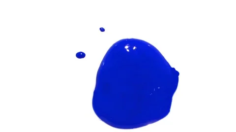 Blue paint spilling onto white background Video stock 72286901