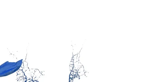 Blue paint splash in air filmed in slow motion with alpha channel use for alpha Stock Footage