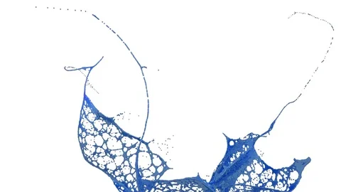 Blue paint splash in air filmed in slow motion with alpha channel use for alpha Stock Footage